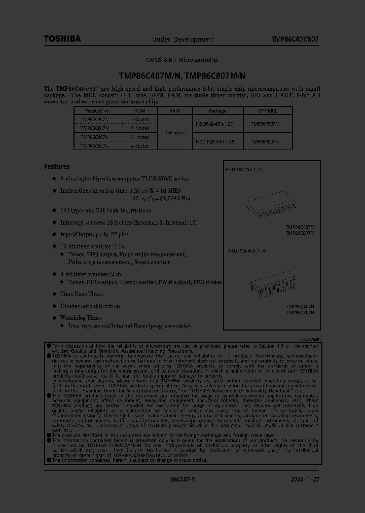TMP86C807N_306719.PDF Datasheet