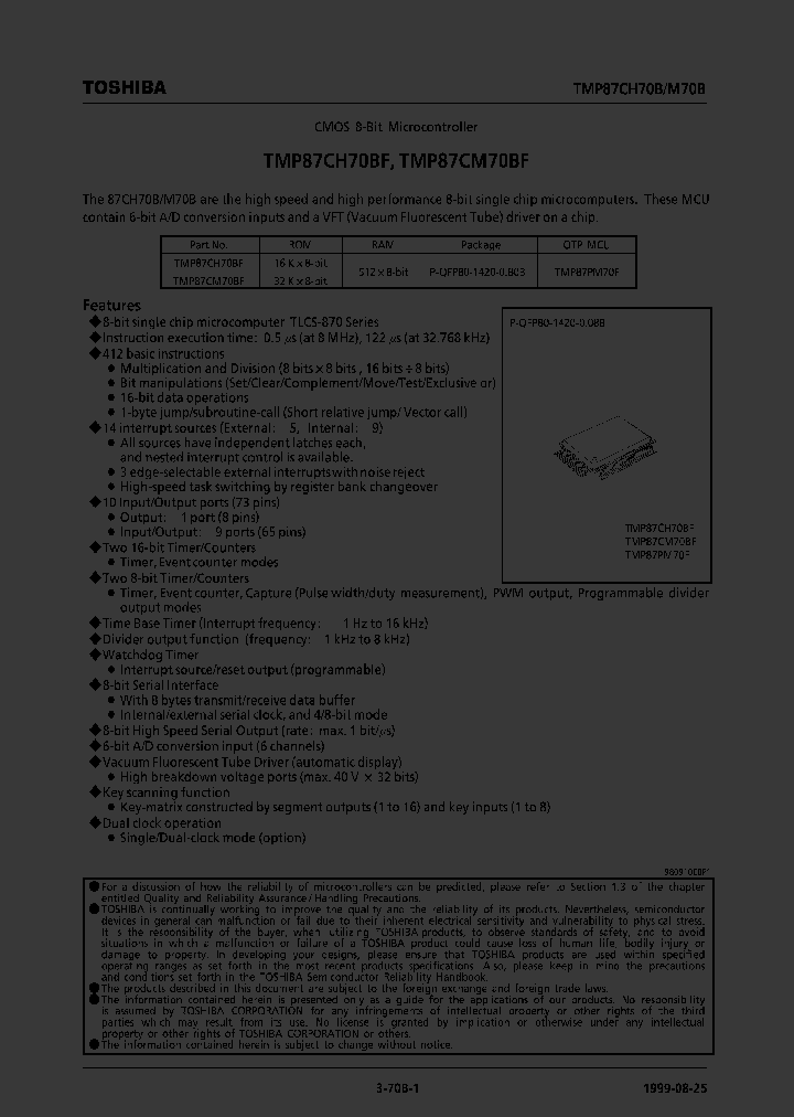 TMP87CC70BFPDF_308364.PDF Datasheet