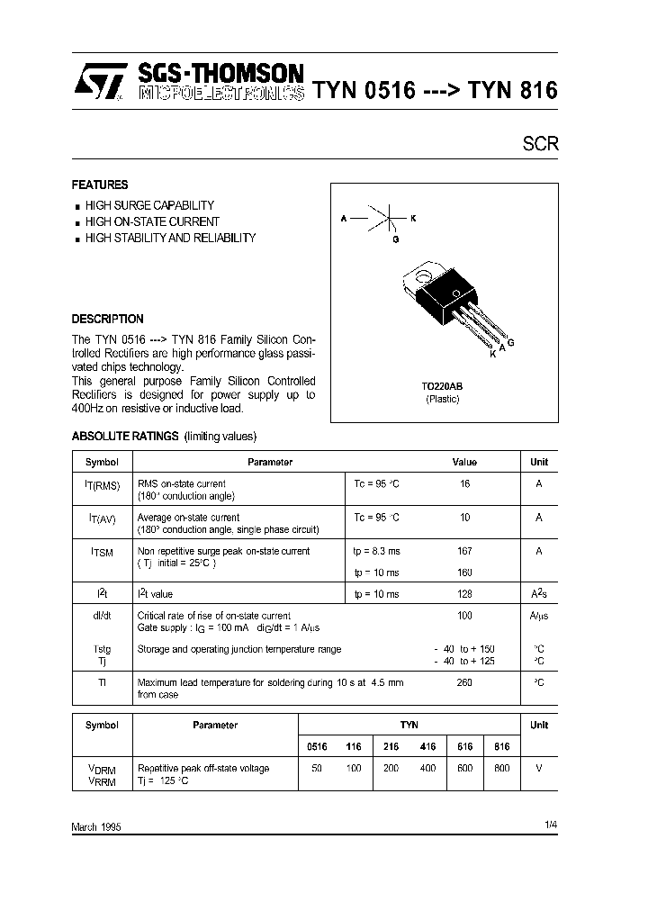 TYN0516---TYN816_307957.PDF Datasheet