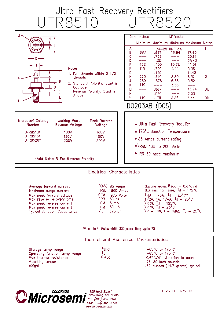 UFR8520_304576.PDF Datasheet