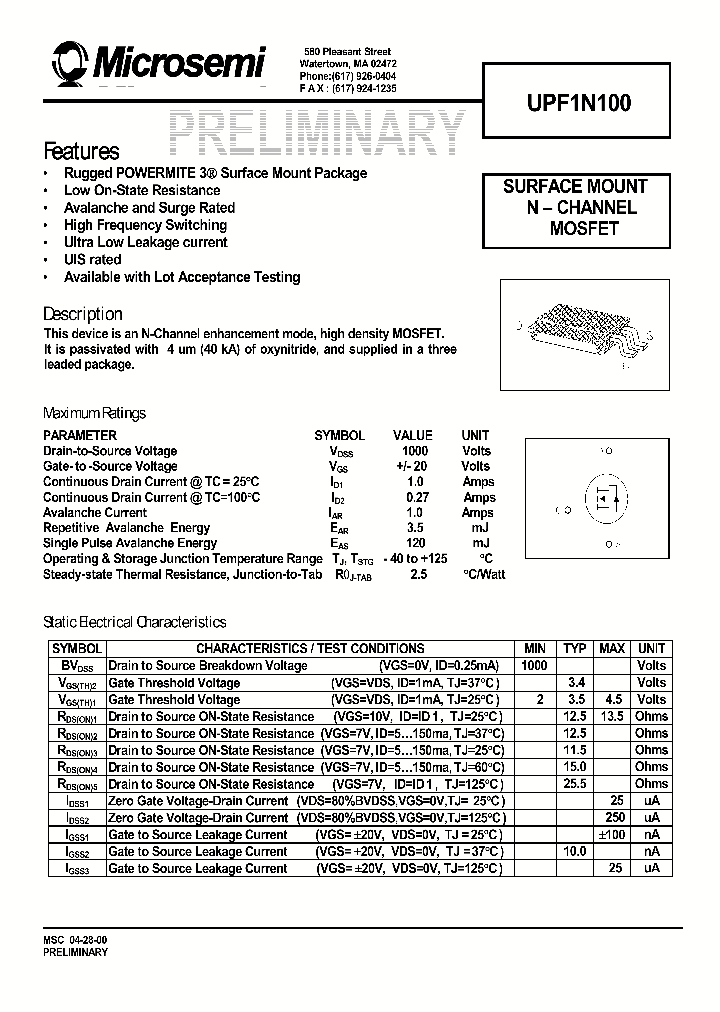 UPF1N100_328291.PDF Datasheet