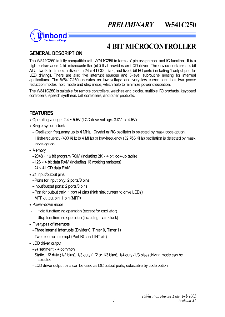 W541C250_201308.PDF Datasheet