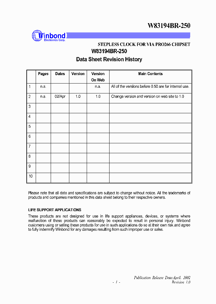 W83194BR-250_328764.PDF Datasheet