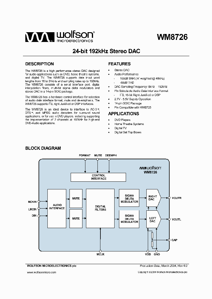 WM8726_192729.PDF Datasheet