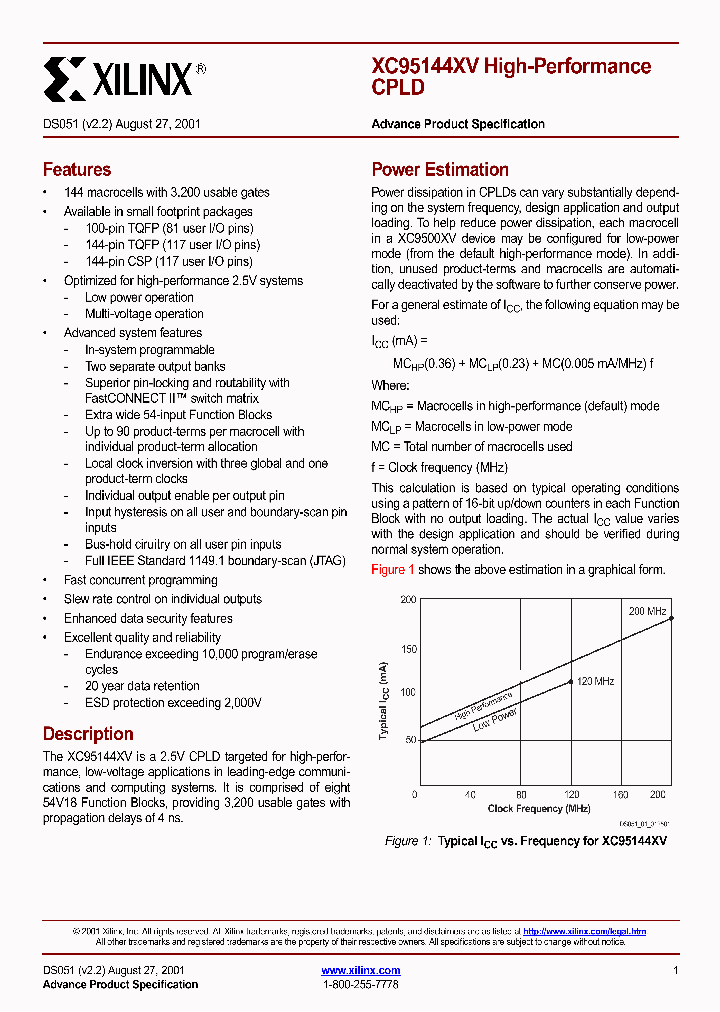 XC95144XV_188411.PDF Datasheet