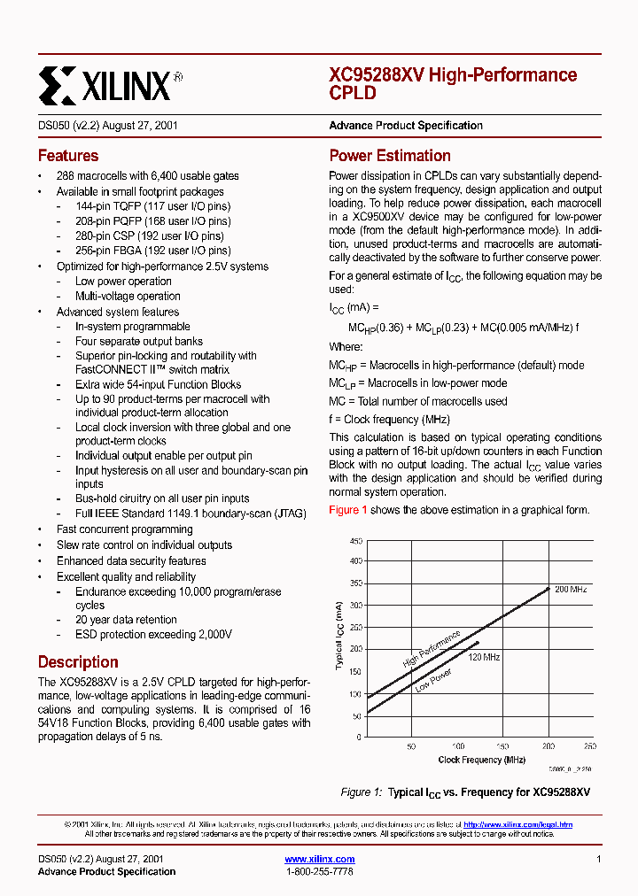 XC95288XV_191322.PDF Datasheet