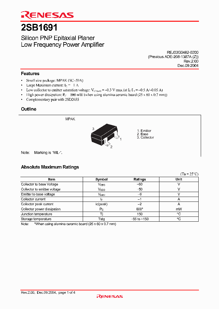 2SB1691WL_419716.PDF Datasheet