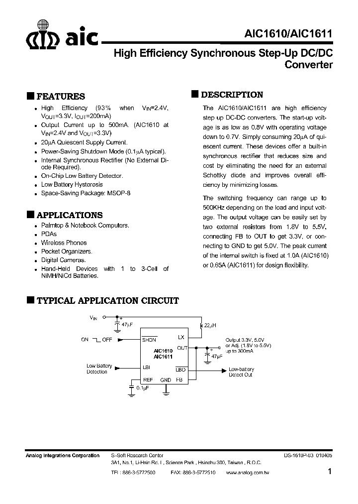 AIC1610_399630.PDF Datasheet