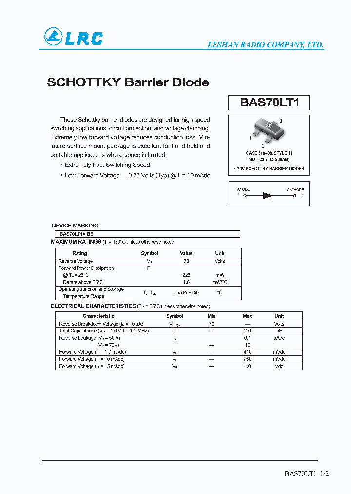 BAS70LT1_403953.PDF Datasheet