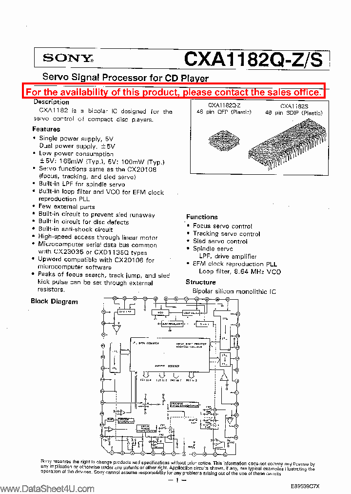 CXA1182Q_388473.PDF Datasheet