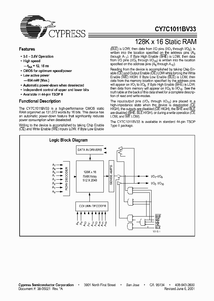 CY7C1011BV33_427272.PDF Datasheet