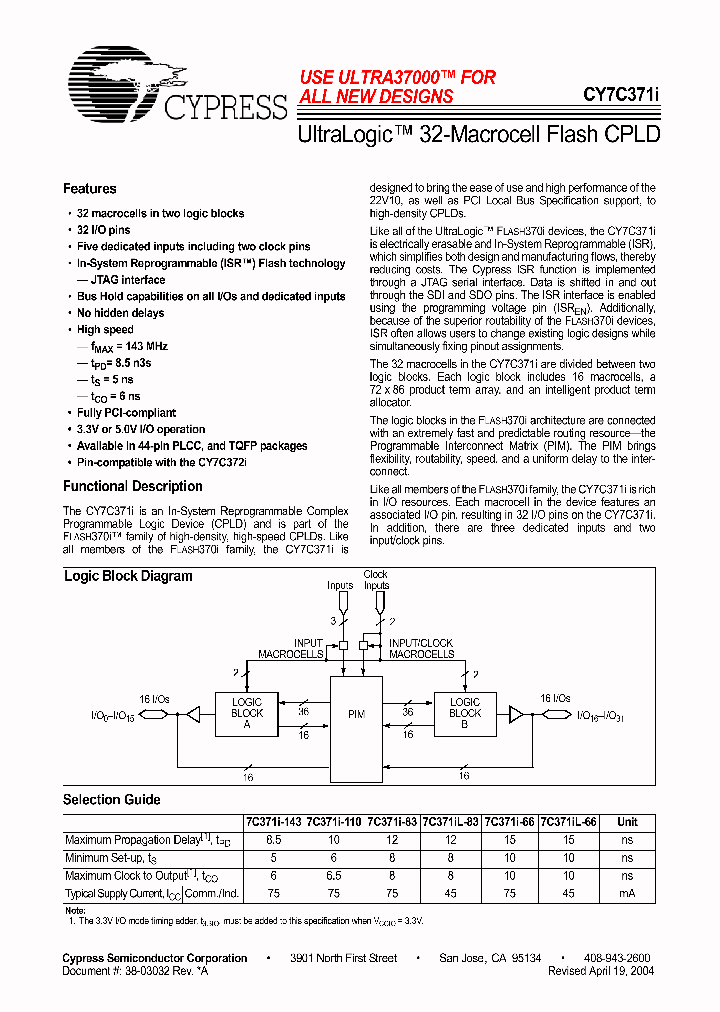 CY7C371I_420581.PDF Datasheet