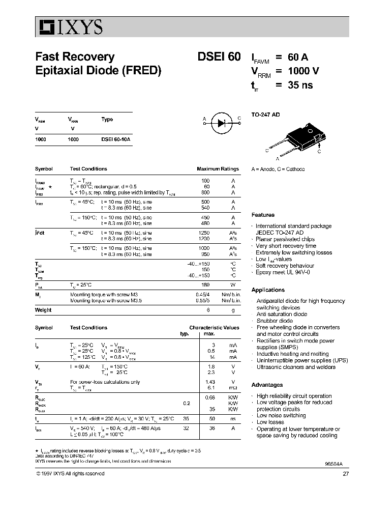 DSEI60-10A_389881.PDF Datasheet