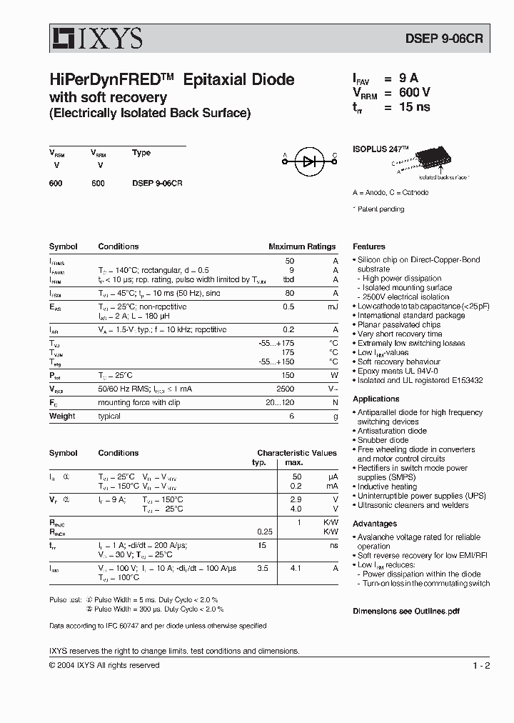 DSEP9-06CR_189009.PDF Datasheet