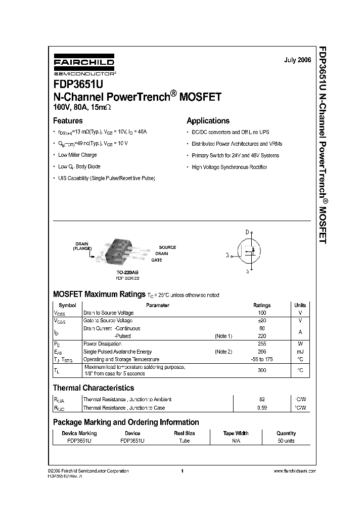 FDP3651U_419861.PDF Datasheet