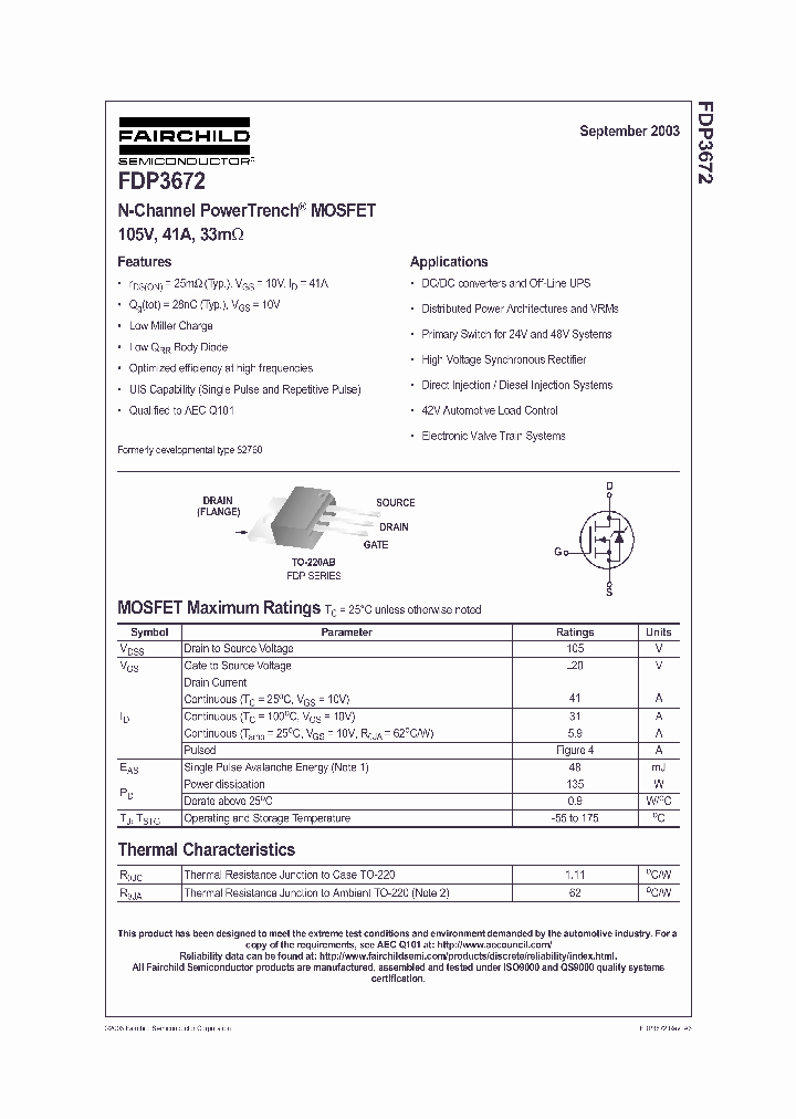 FDP3672_419863.PDF Datasheet