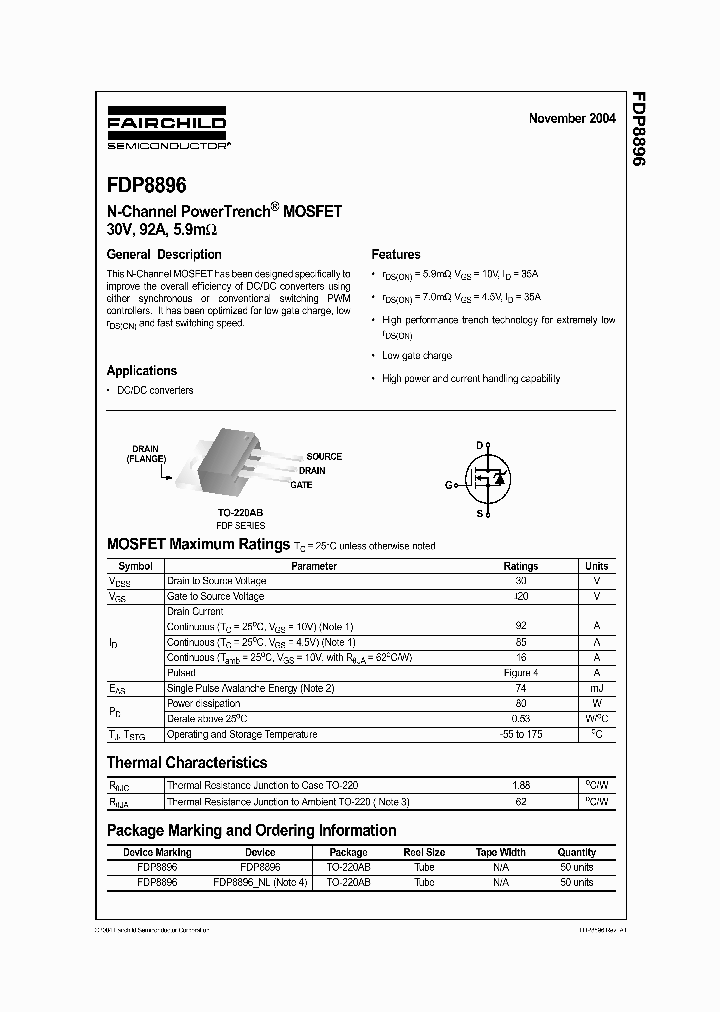 FDP8896_409181.PDF Datasheet