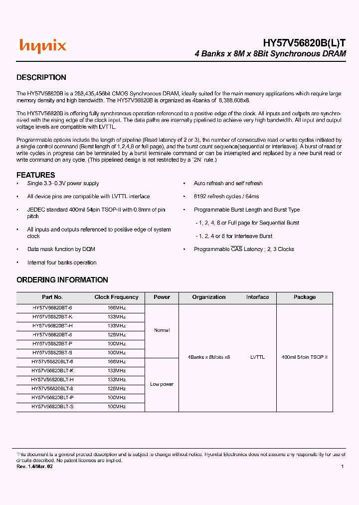 HY57V56820BT_394217.PDF Datasheet
