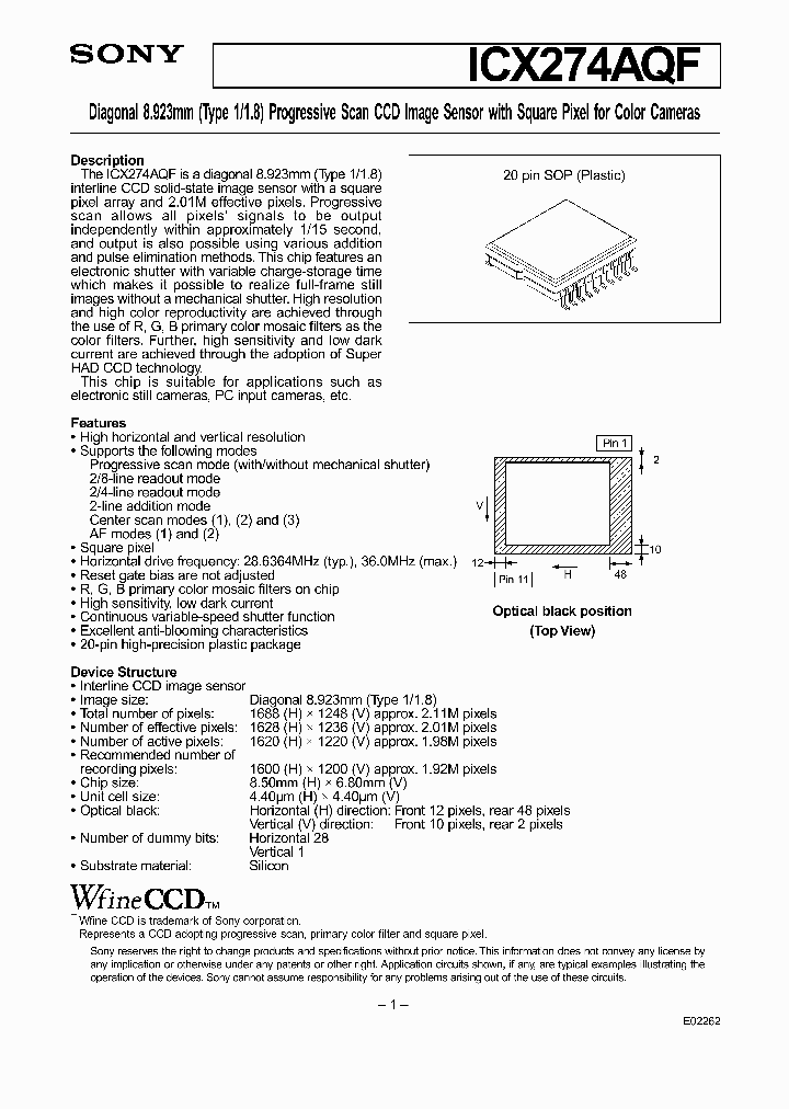 ICX274AQF_399486.PDF Datasheet