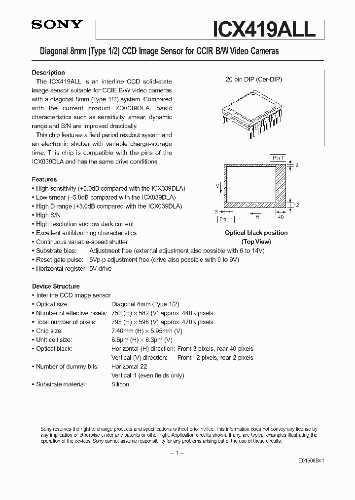 ICX419ALL_394405.PDF Datasheet