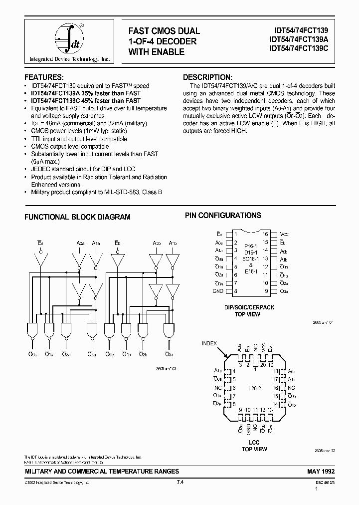 IDT74FCT139_169403.PDF Datasheet