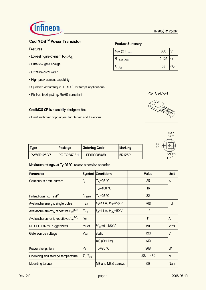 IPW60R125CP_395375.PDF Datasheet