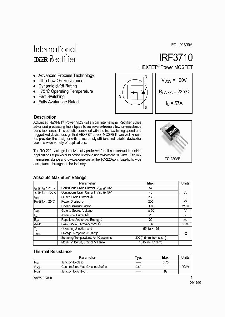 IRF3710_5866.PDF Datasheet