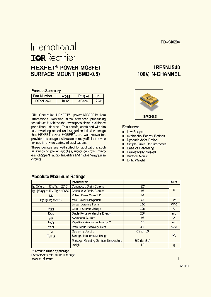 IRF5NJ540_387814.PDF Datasheet