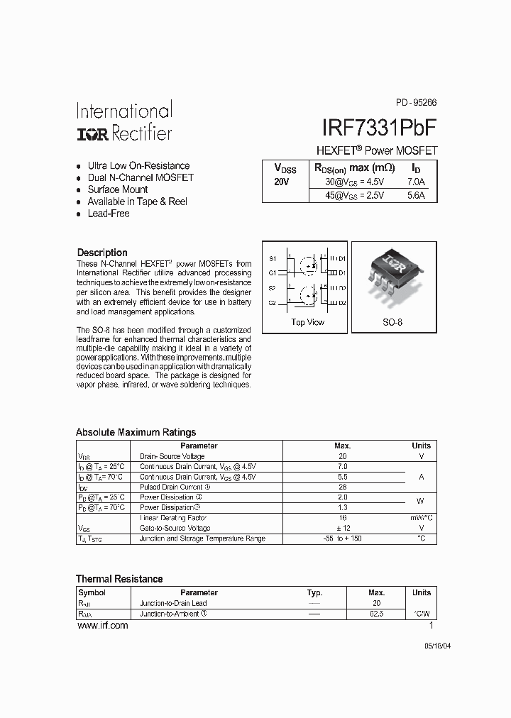 IRF7331PBF_412788.PDF Datasheet