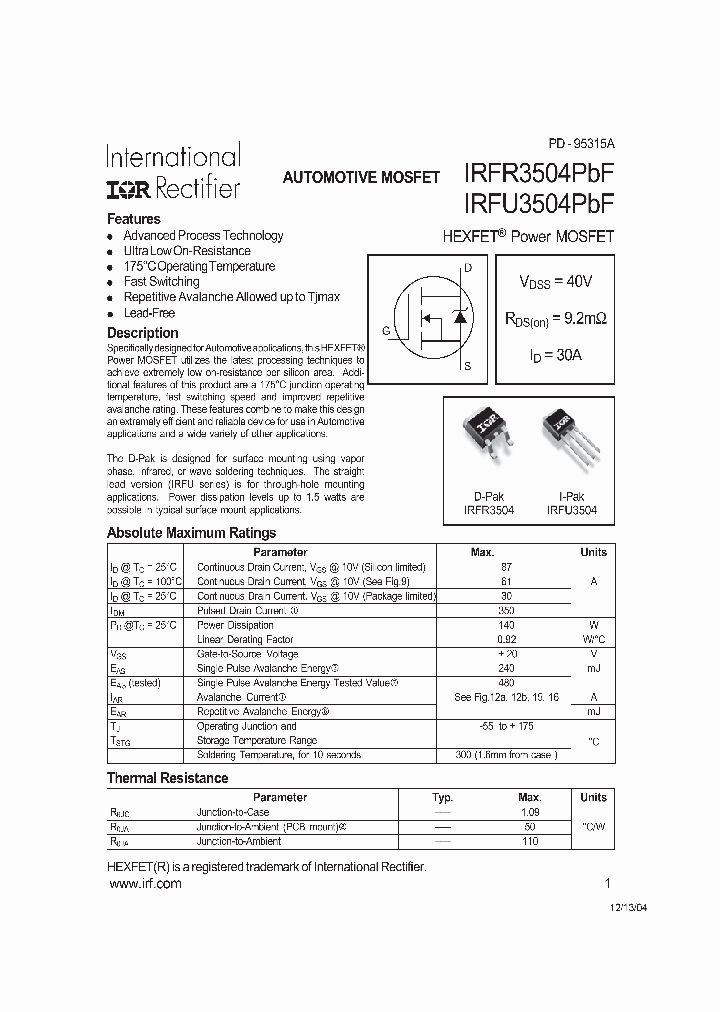 IRFR3504PBF_393800.PDF Datasheet