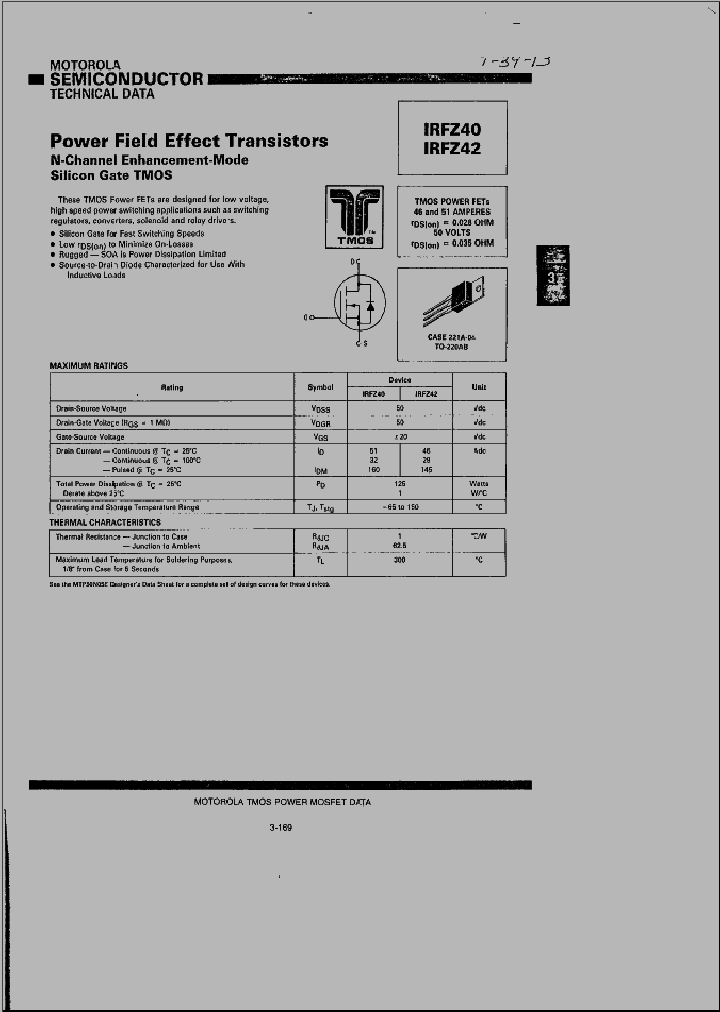 IRFZ40_423405.PDF Datasheet