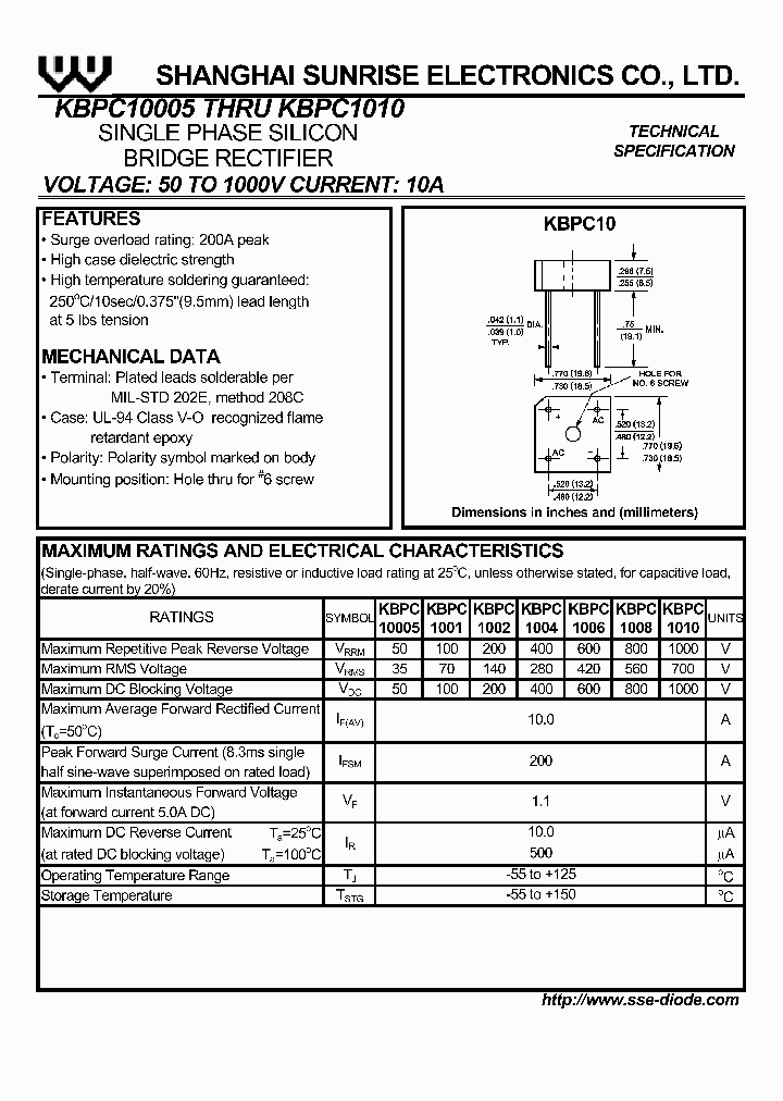 KBPC1006_398626.PDF Datasheet