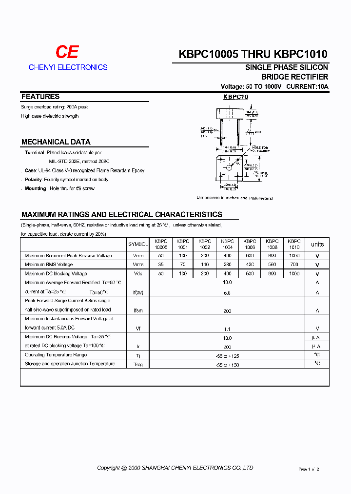 KBPC1006_398627.PDF Datasheet