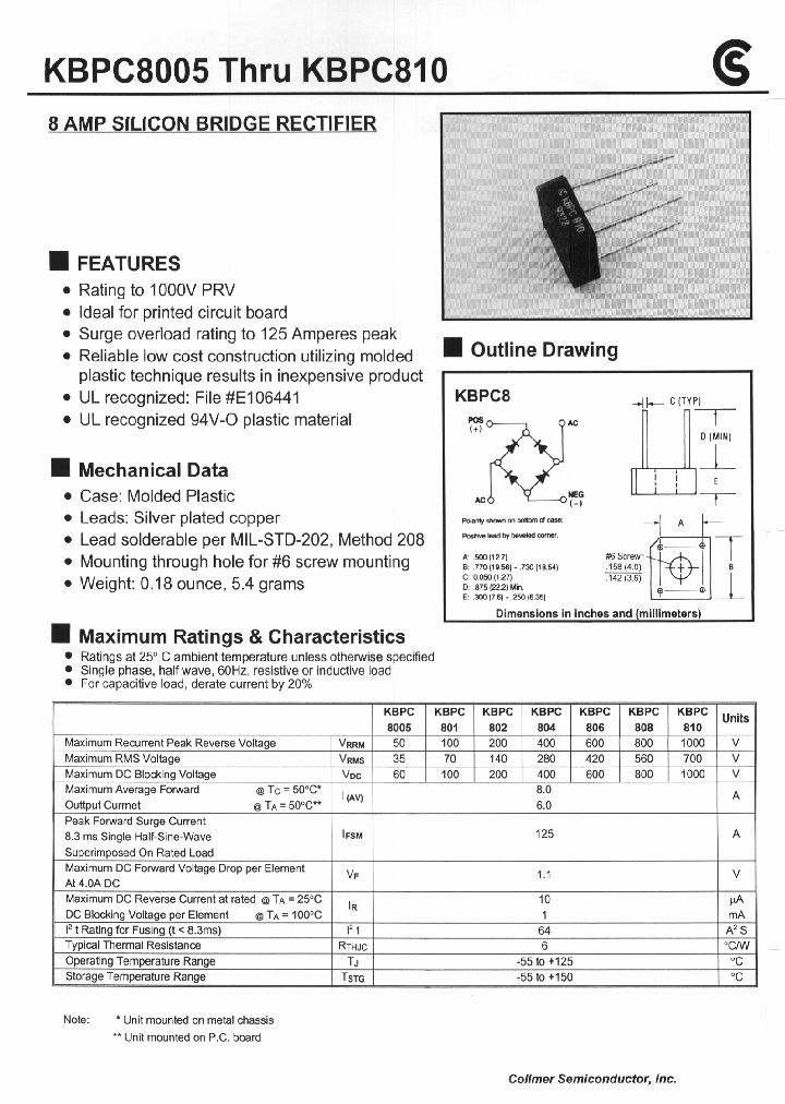 KBPC8005_401236.PDF Datasheet