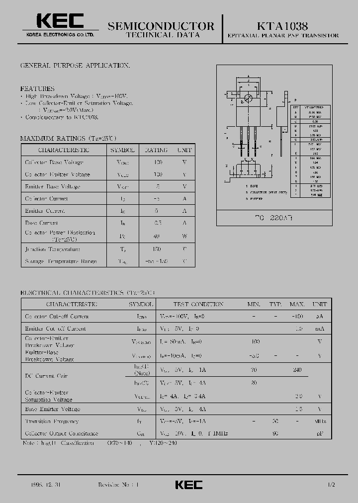 KTA1038_411166.PDF Datasheet