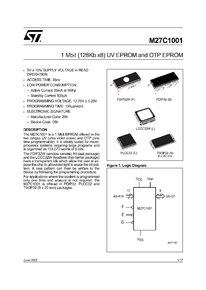 M27C1001-15XF1TR_427811.PDF Datasheet