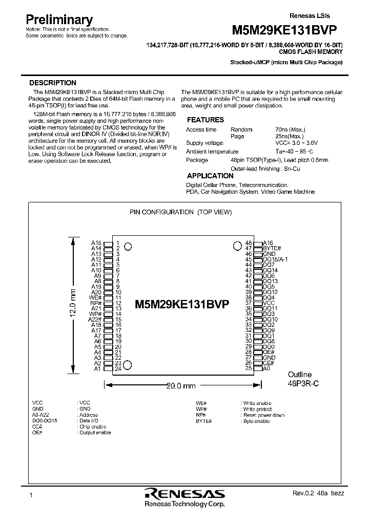 M5M29KE131BVP_405365.PDF Datasheet