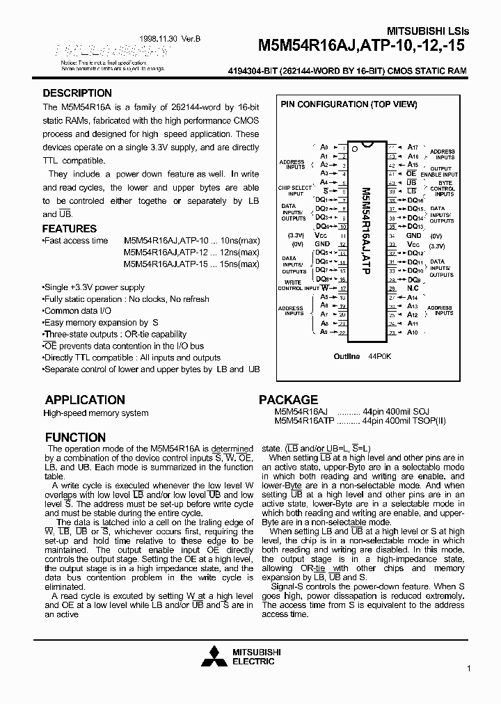 M5M54R16AJ-10_175681.PDF Datasheet