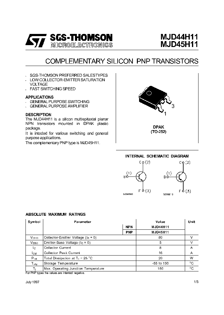 MJD45H11_288806.PDF Datasheet