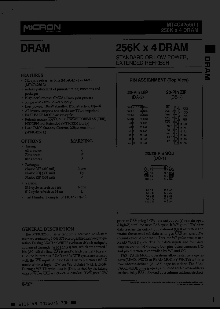 MT4C4256_406326.PDF Datasheet