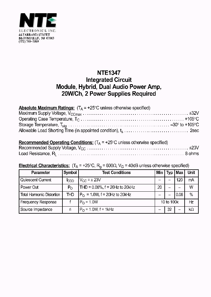 NTE1347_432907.PDF Datasheet