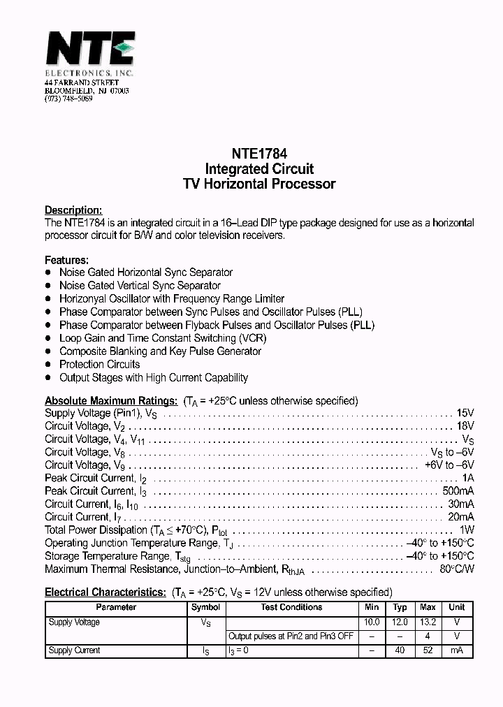 NTE1784_411964.PDF Datasheet