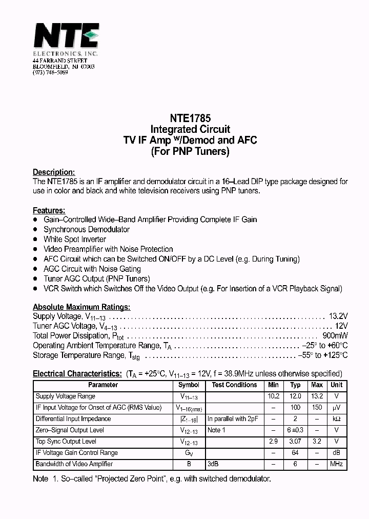 NTE1785_411965.PDF Datasheet