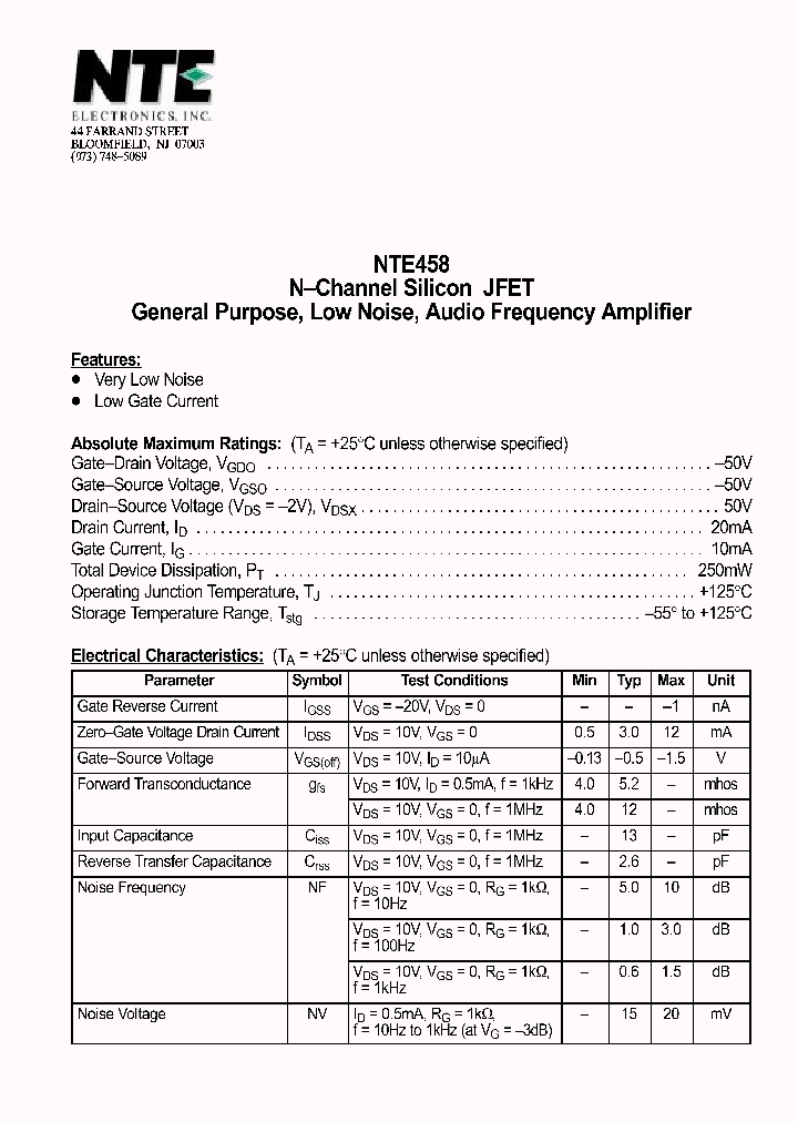 NTE458_425574.PDF Datasheet
