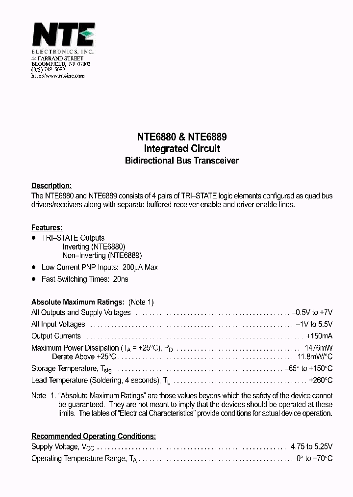 NTE6889_404139.PDF Datasheet