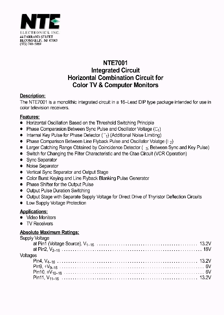 NTE7001_411533.PDF Datasheet