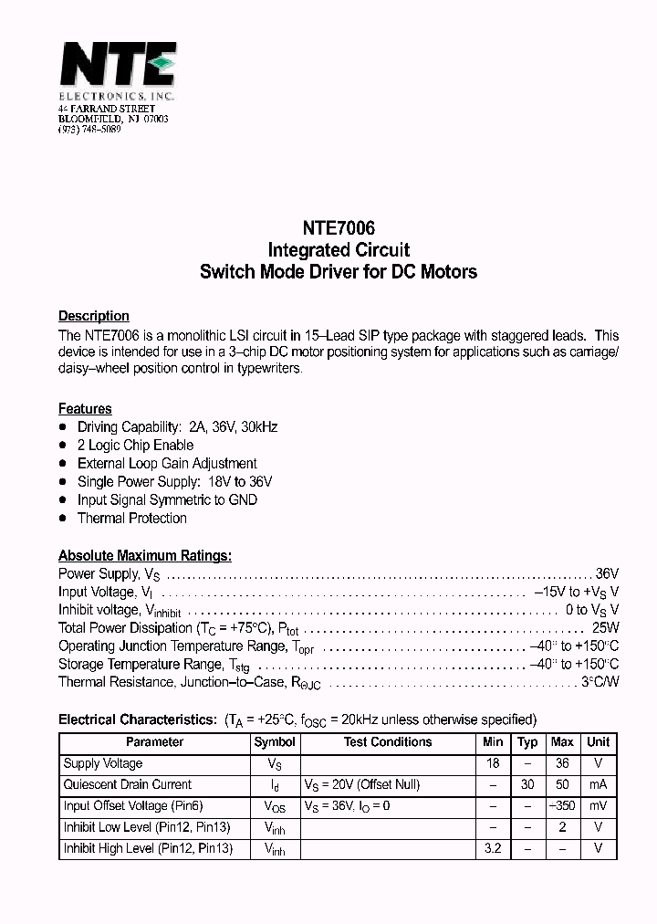 NTE7006_411531.PDF Datasheet