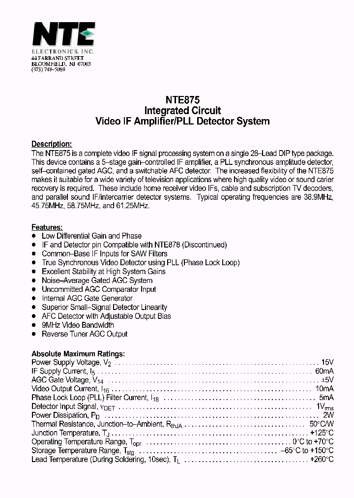 NTE875_405695.PDF Datasheet