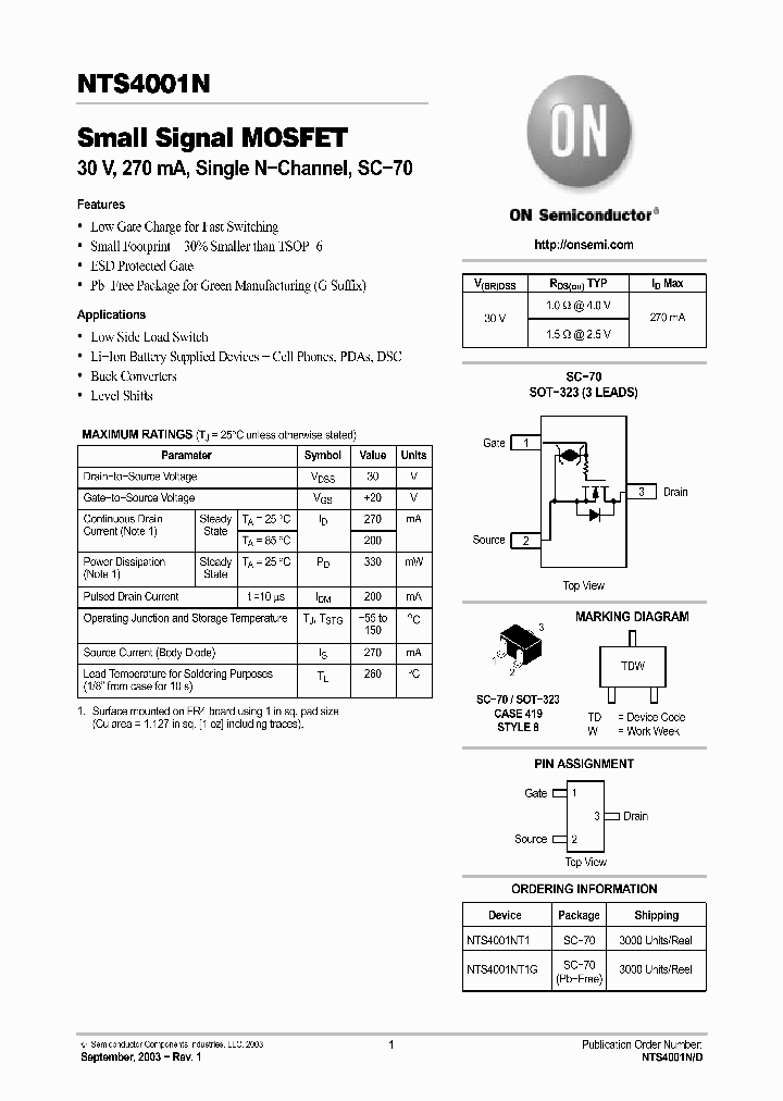 NTS4001N_431880.PDF Datasheet