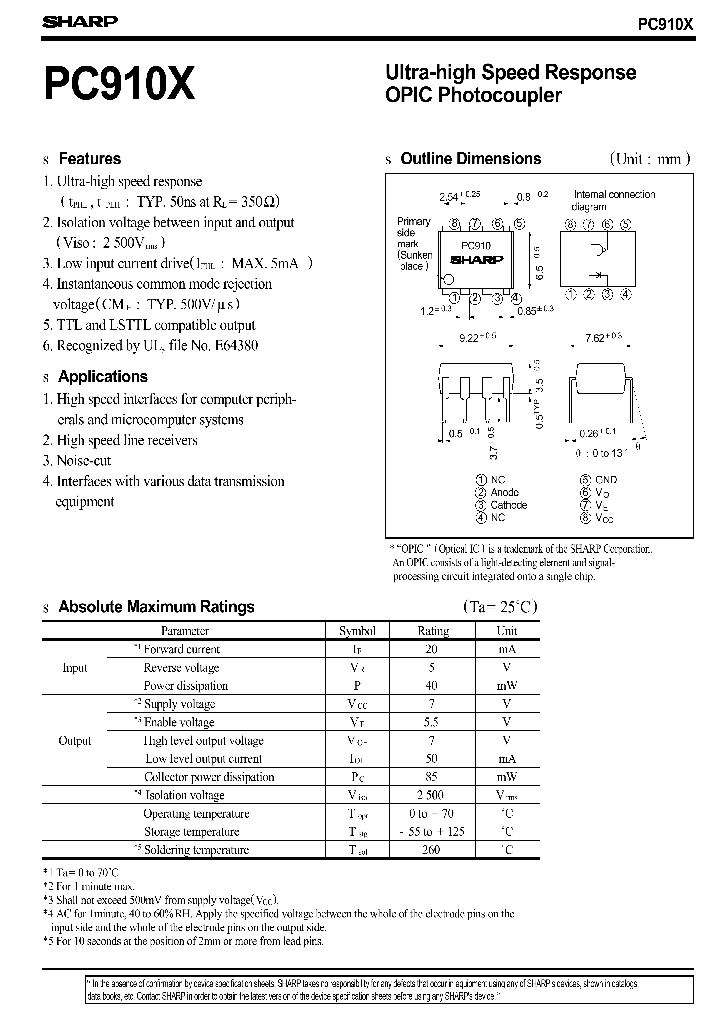 PC910X_131194.PDF Datasheet